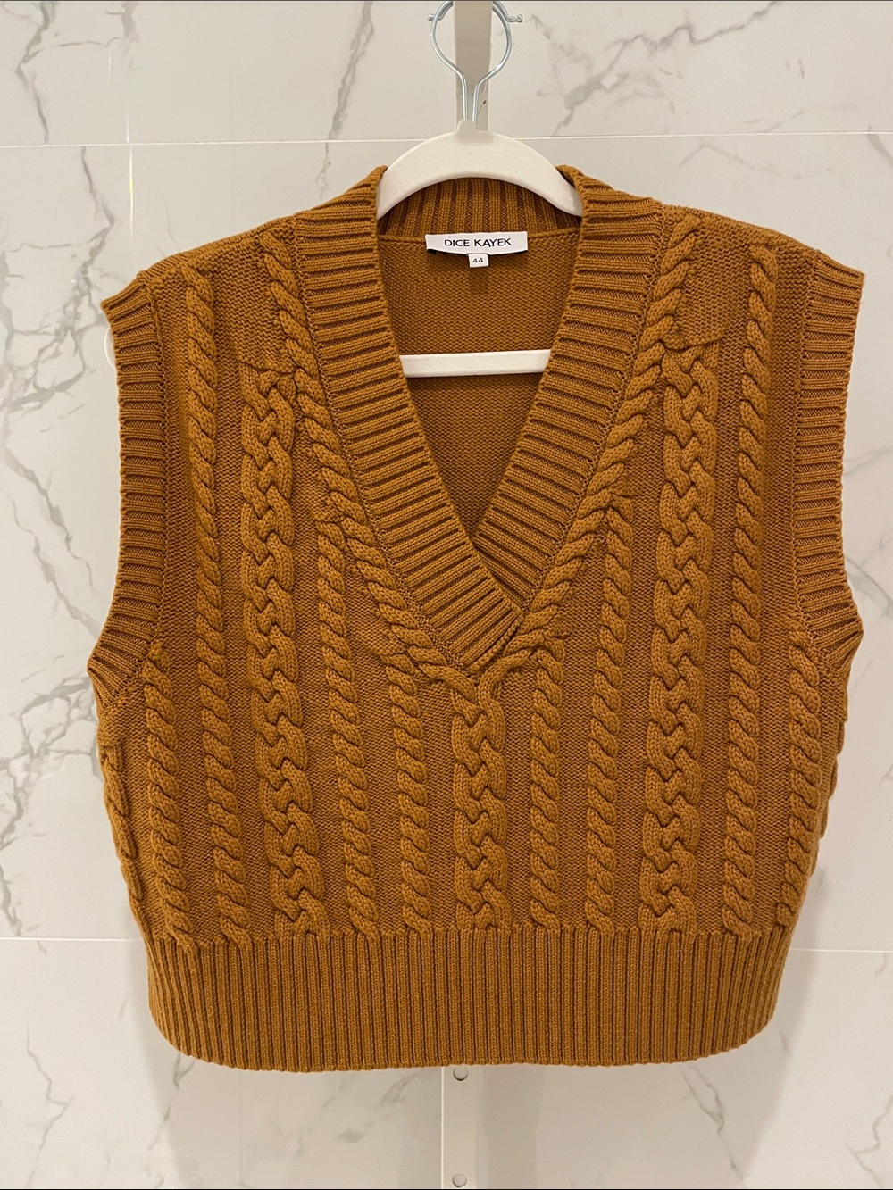 Dice Kayek Women's Cable Knit Boxy V-Neck Sweater Vest